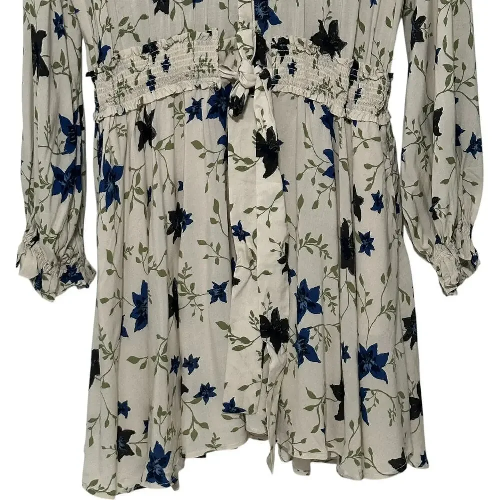 NWT Free People Lighten Up Floral Long Sleeve Mini Dress (M)
